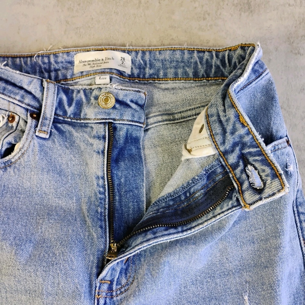 Abercrombie &‎ Fitch Jeans 90s Relaxed High Rise Curve Love 26/2S Medium Wash - Picture 5 of 10